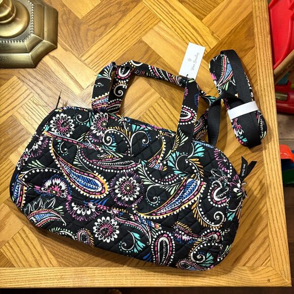 NWT Vera Bradley Compact Traveler Bag black floral paisley